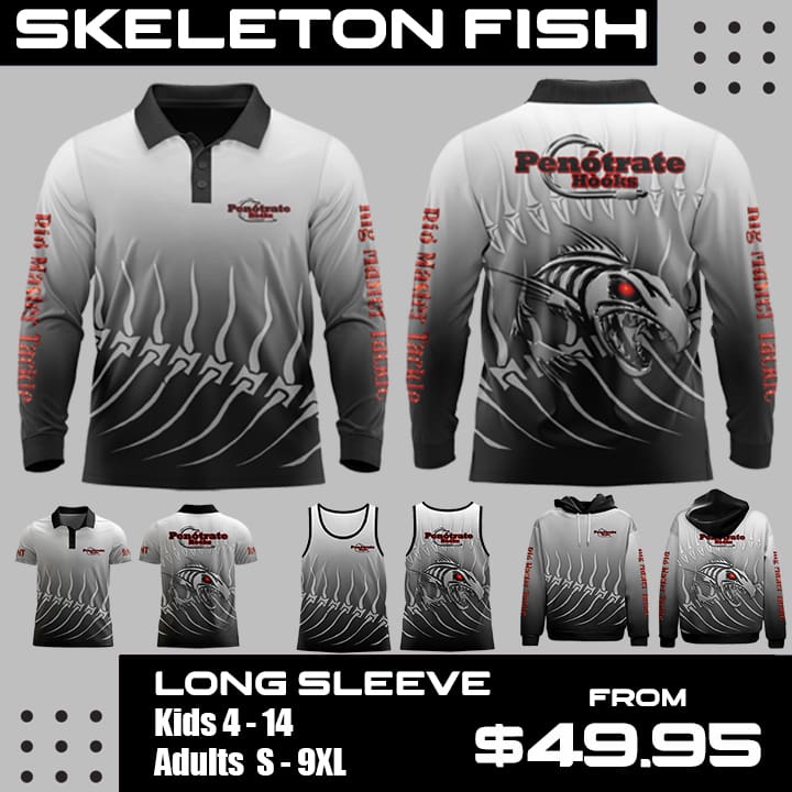 Penotrate Hooks Skeleton Fish Fishing Tournament Singlet/Shirt