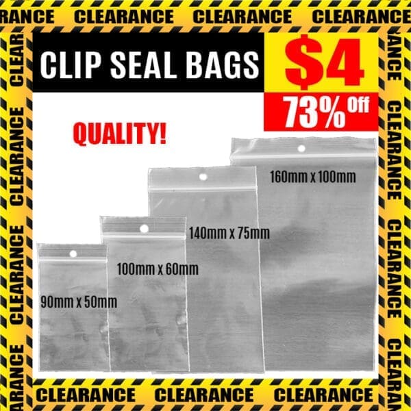 CLEARANCE Clip Seal Bags 100-Packs